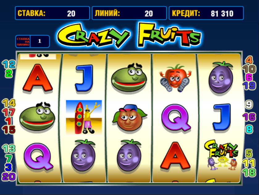 Оформление игрового автомата Crazy Fruits