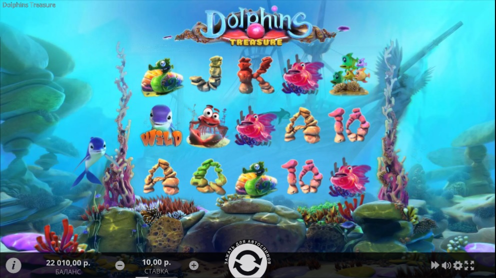 Дизайн слота Dolphins Treasure