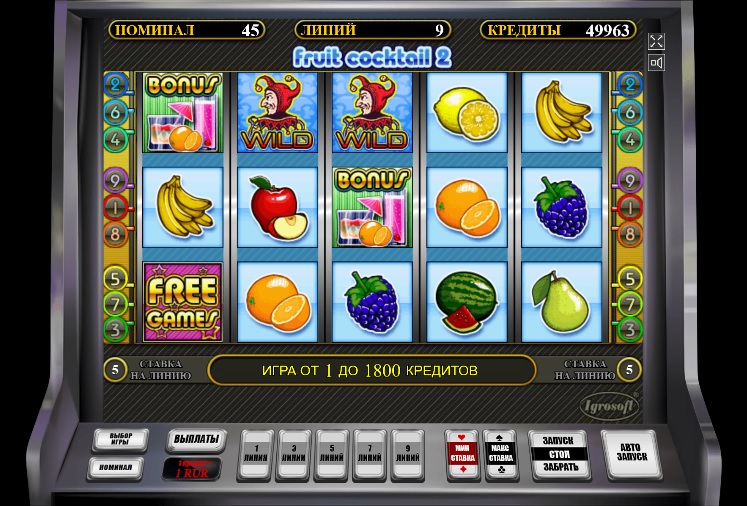 Оформление игрового автомата Fruit Cocktail 2