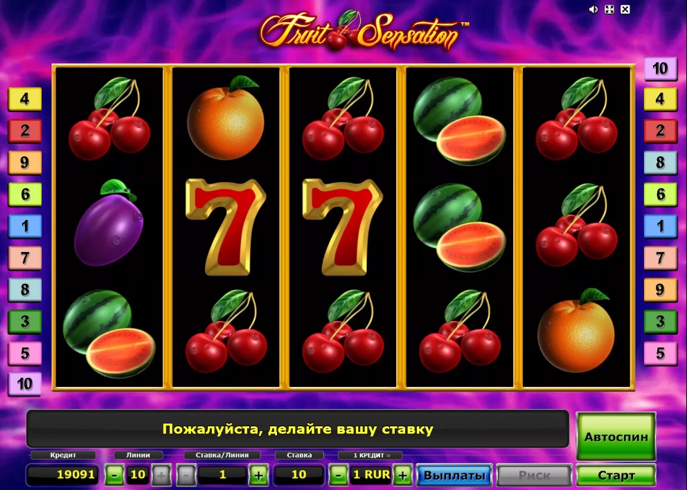 Дизайн слота Fruit Sensation