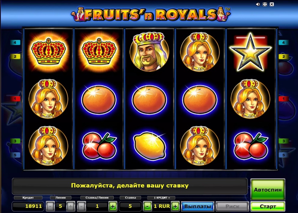 Дизайн слота Fruits’n Royals