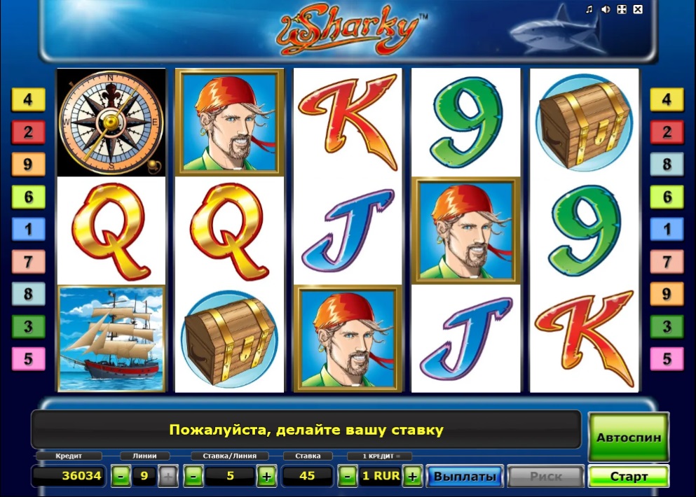 Дизайн слота Sharky HD