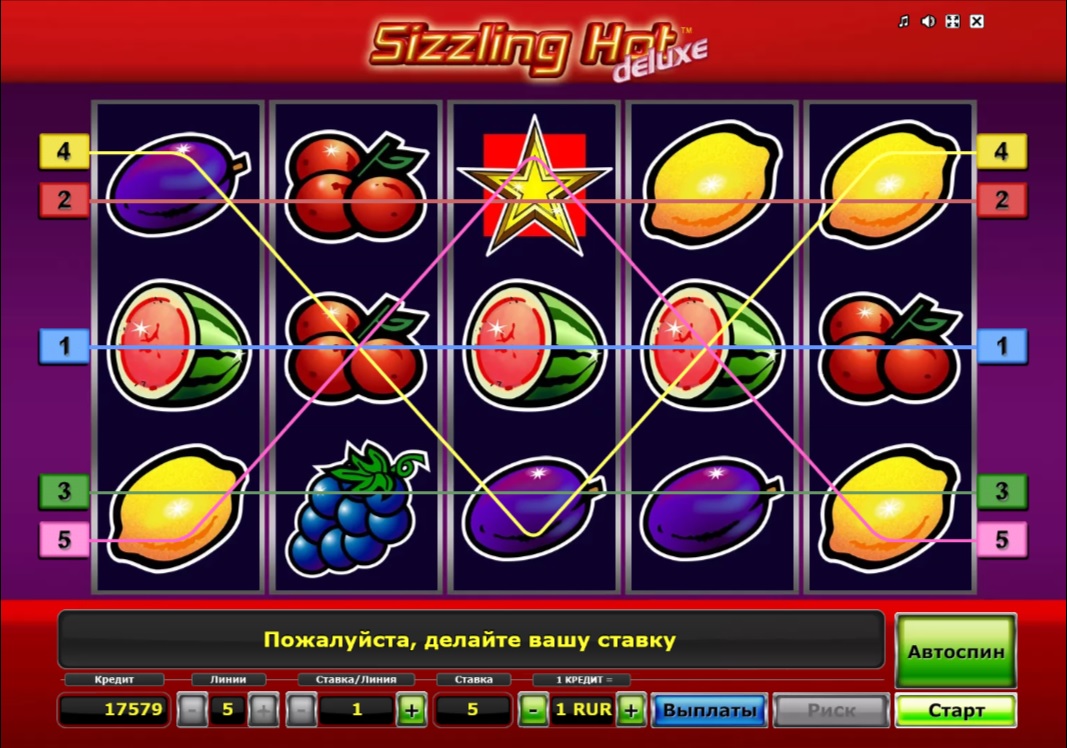 Дизайн игрового автомата Sizzling Hot Deluxe